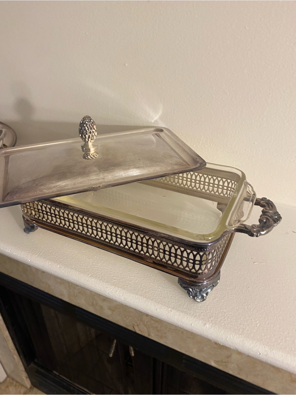 The Sheffield Silver Co. Vintage Silverplate Lidded Serving Dish W/ Glass Inside
